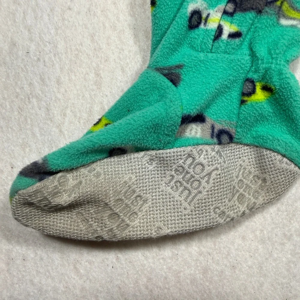 Just One You Carters Boys 5T Fleece Footed Sleeper Teal Green Race Car Pajamas